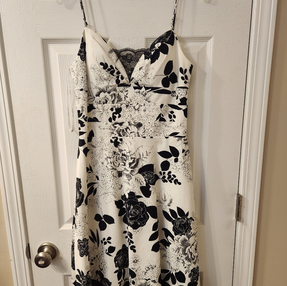 White and black spaghetti strapped dress